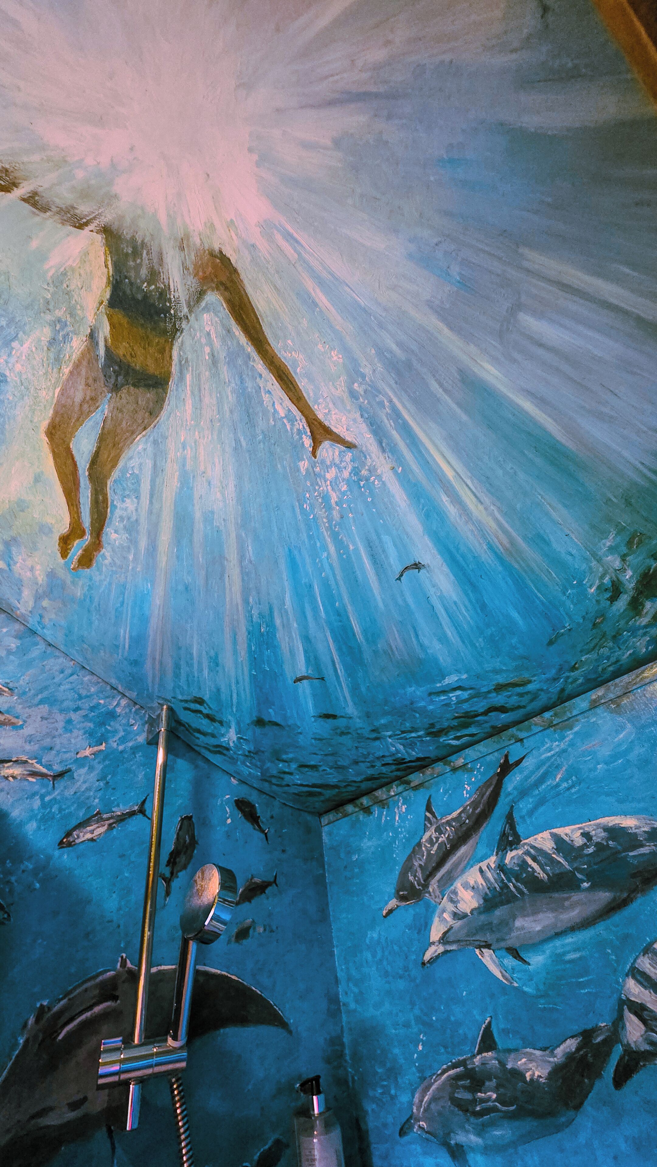 Alpehytte - terrasse - udsigt til dal | Badeværelse