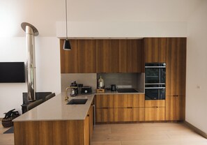 Luxury Apartment, 3 Bedrooms, Balcony, Sea View | Private kitchen | Full-size fridge, oven, dishwasher, espresso maker