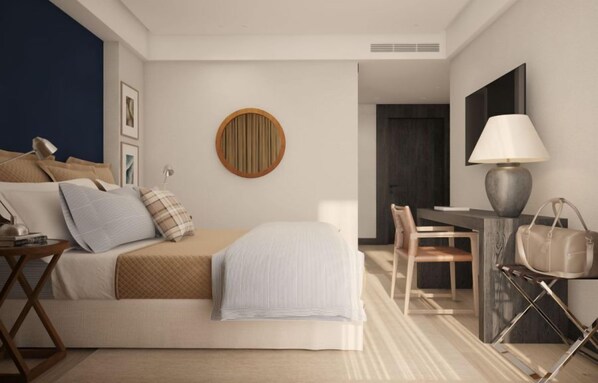 Frette Italian sheets, premium bedding, Select Comfort beds, minibar