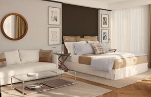 Frette Italian sheets, premium bedding, Select Comfort beds, minibar