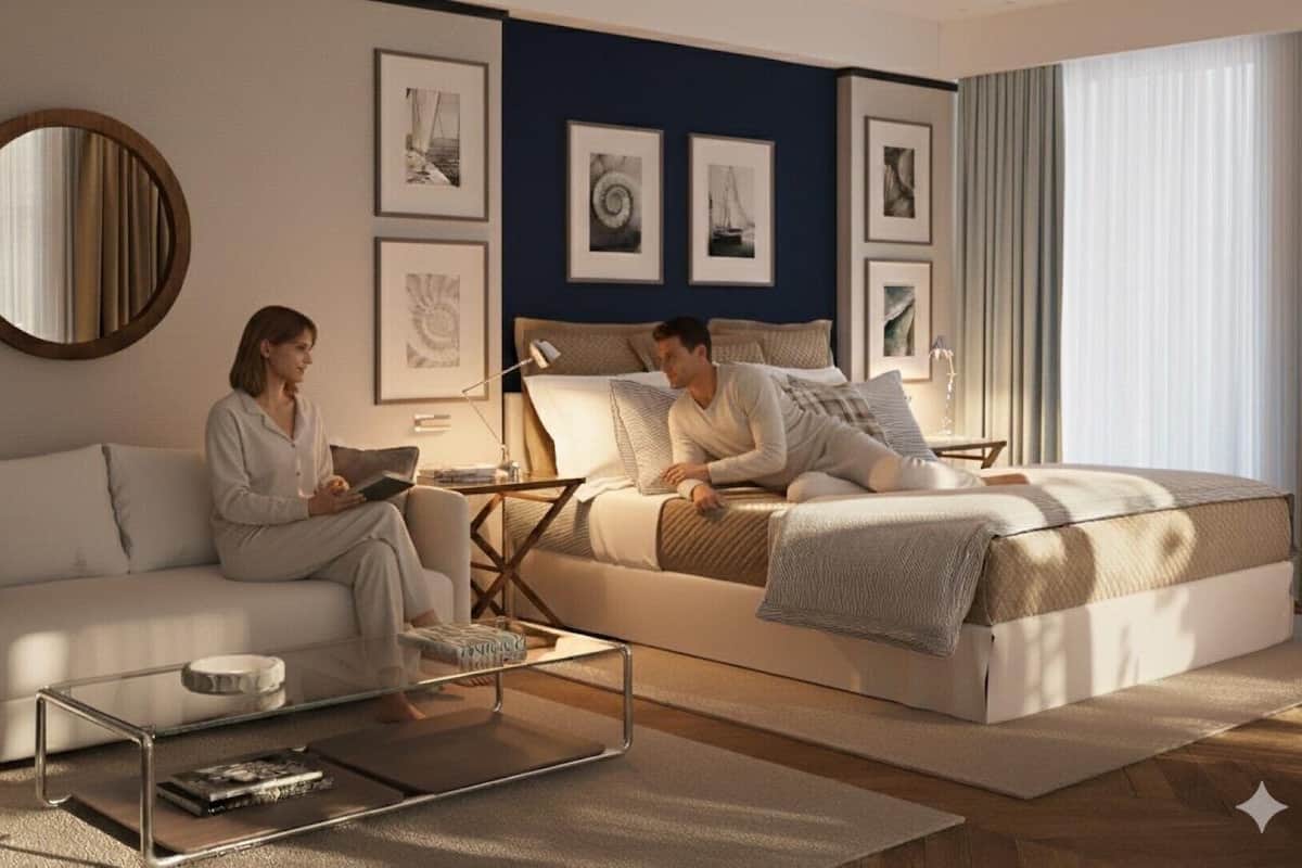 Deluxe Studio Suite | Frette Italian sheets, premium bedding, Select Comfort beds, minibar