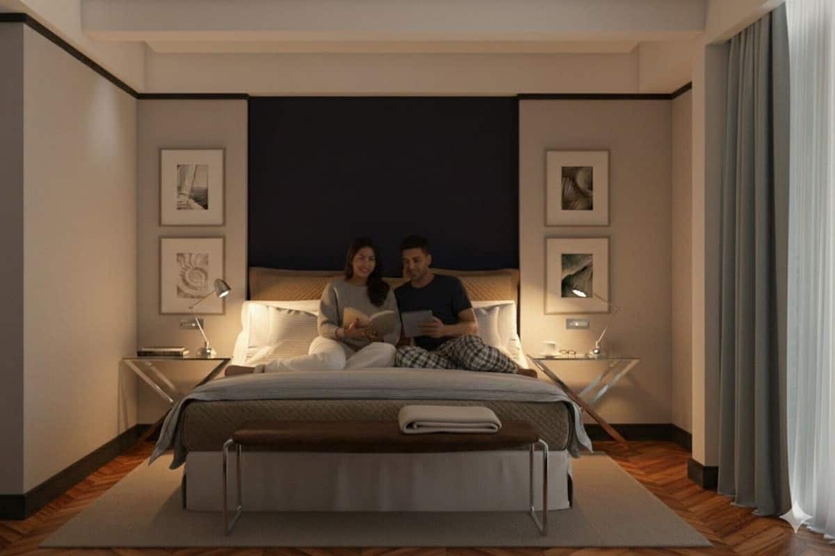 Frette Italian sheets, premium bedding, Select Comfort beds, minibar