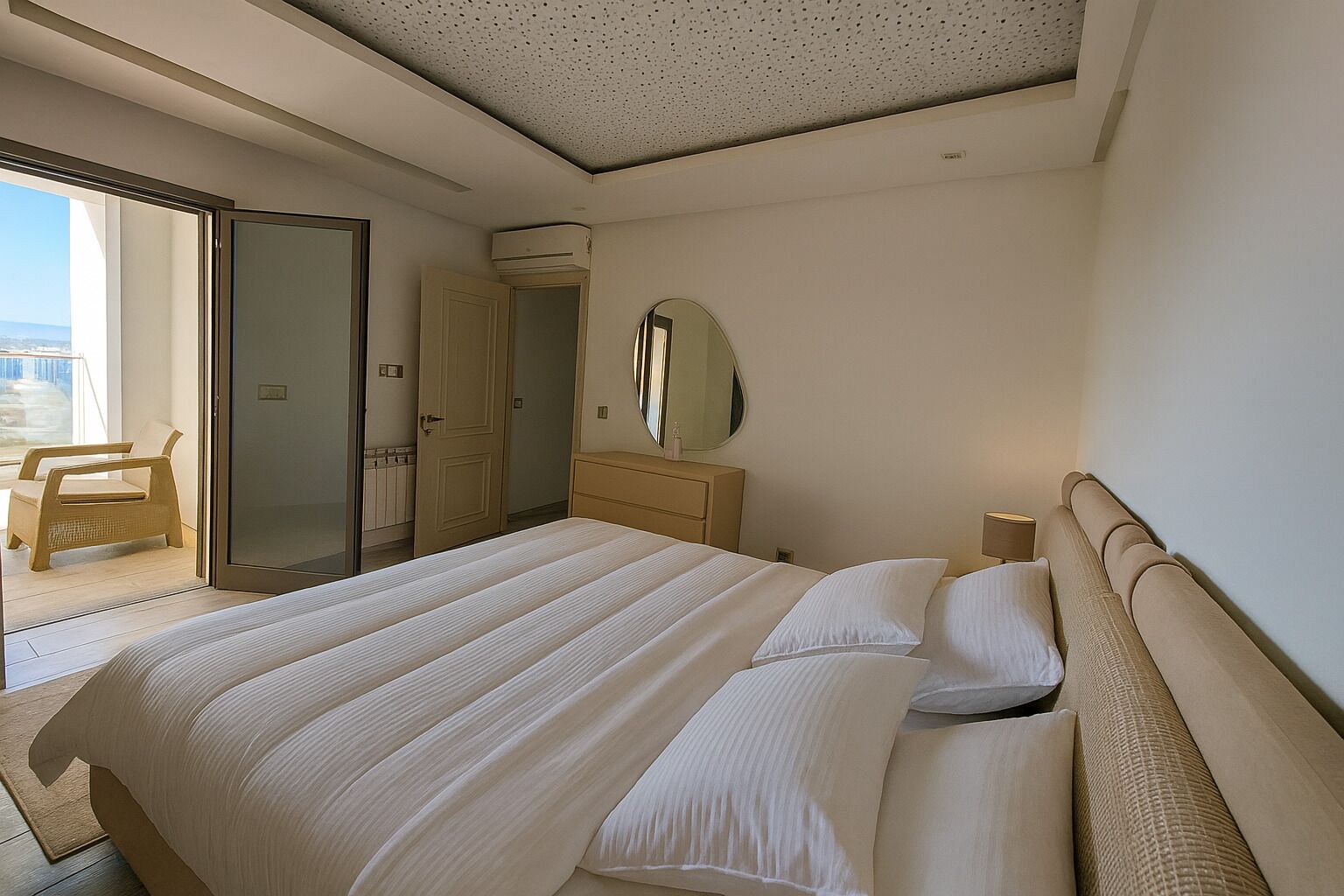 2 bedrooms, in-room safe, iron/ironing board, travel cot