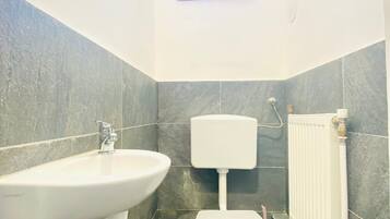 Basic Apartment | Bathroom | Shower, free toiletries, towels, soap