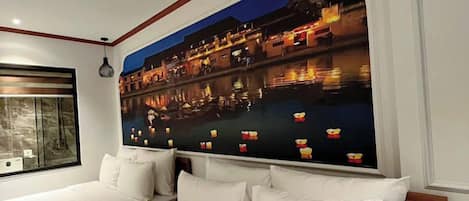 Dúnsængur, rúm með Select Comfort dýnum, míníbar, öryggishólf í herbergi