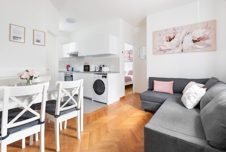 Living area. City Pearl 2-bedroom apartment, Prime Location!