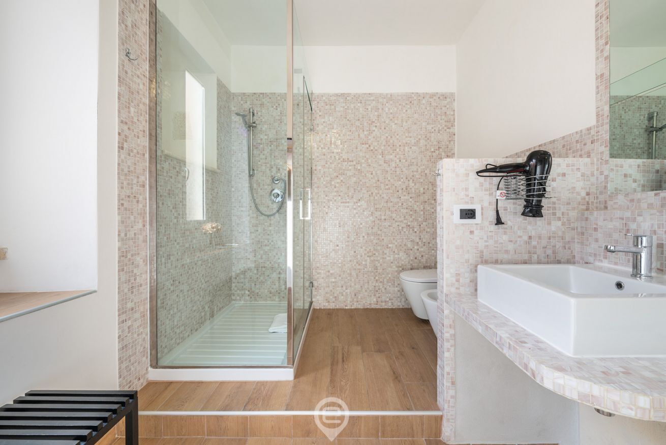 Regadera, bidet, toallas, shampoo 
