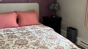 1 bedroom, desk, iron/ironing board, travel cot
