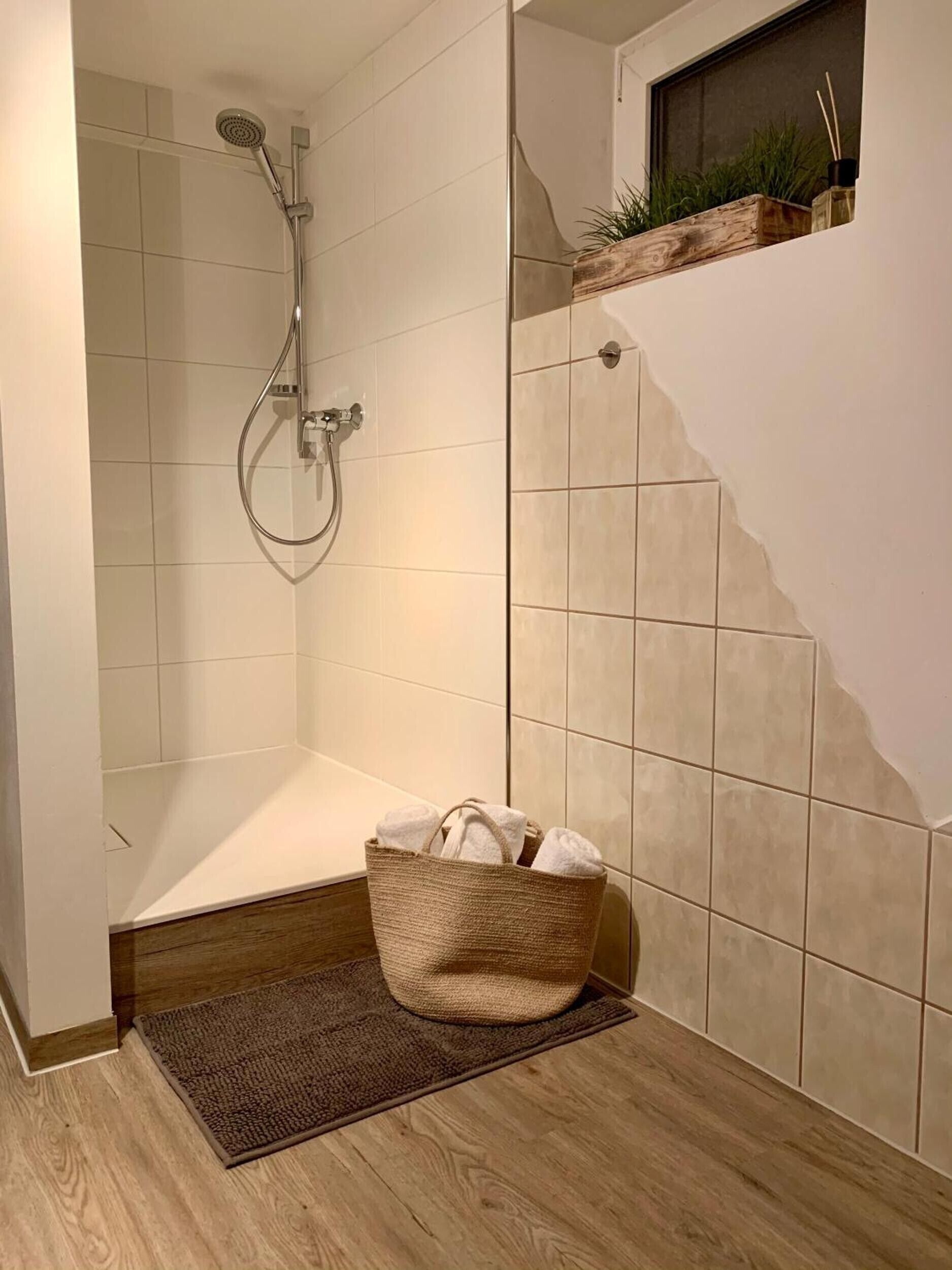 Dusche, Haartrockner, Handtücher