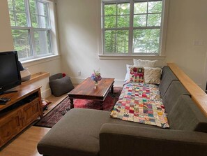 TV, fireplace, stereo - Millet Lake House • Hot Tub •  Sandy Private Beach • Chester (Chester)