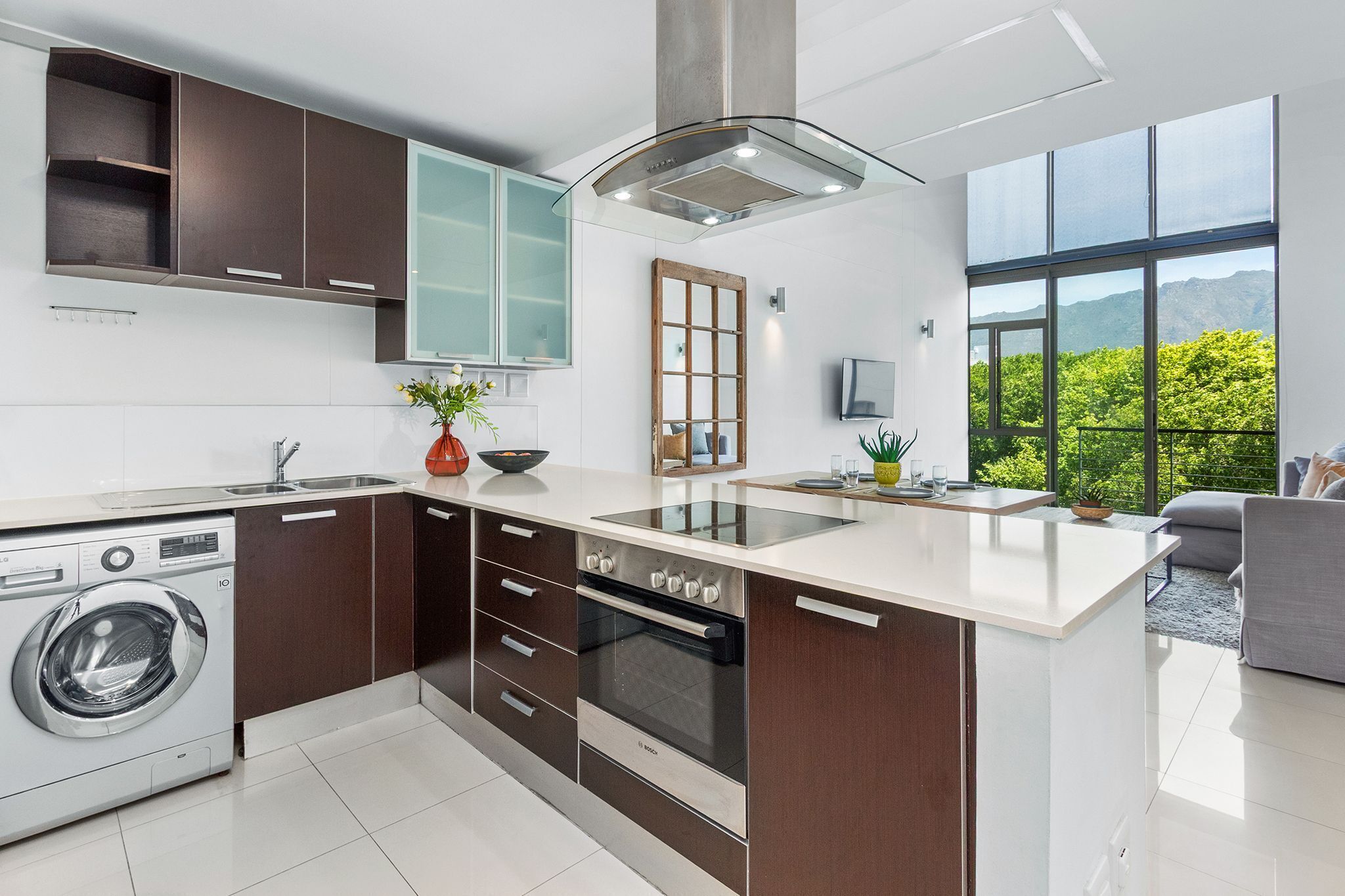 Fridge, microwave, oven, dishwasher