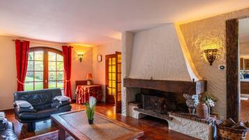 Télévision, cheminée, chaßne hi-fi