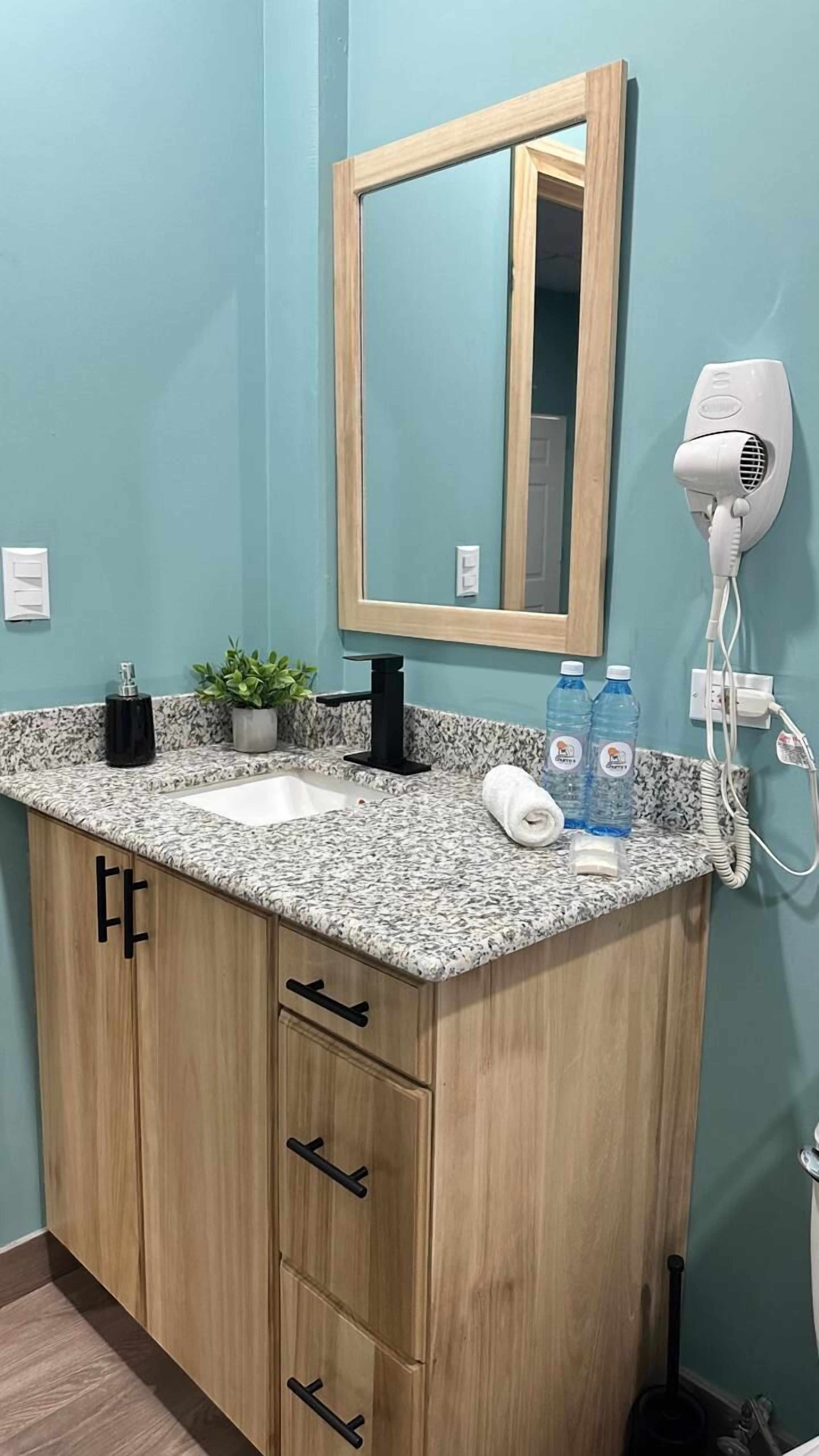 Standard Apartment, 1 Bedroom, Patio | Bathroom | Shower, hair dryer, towels, soap