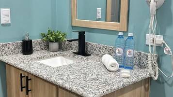 Standard Apartment, 1 Bedroom, Patio | Bathroom | Shower, hair dryer, towels, soap