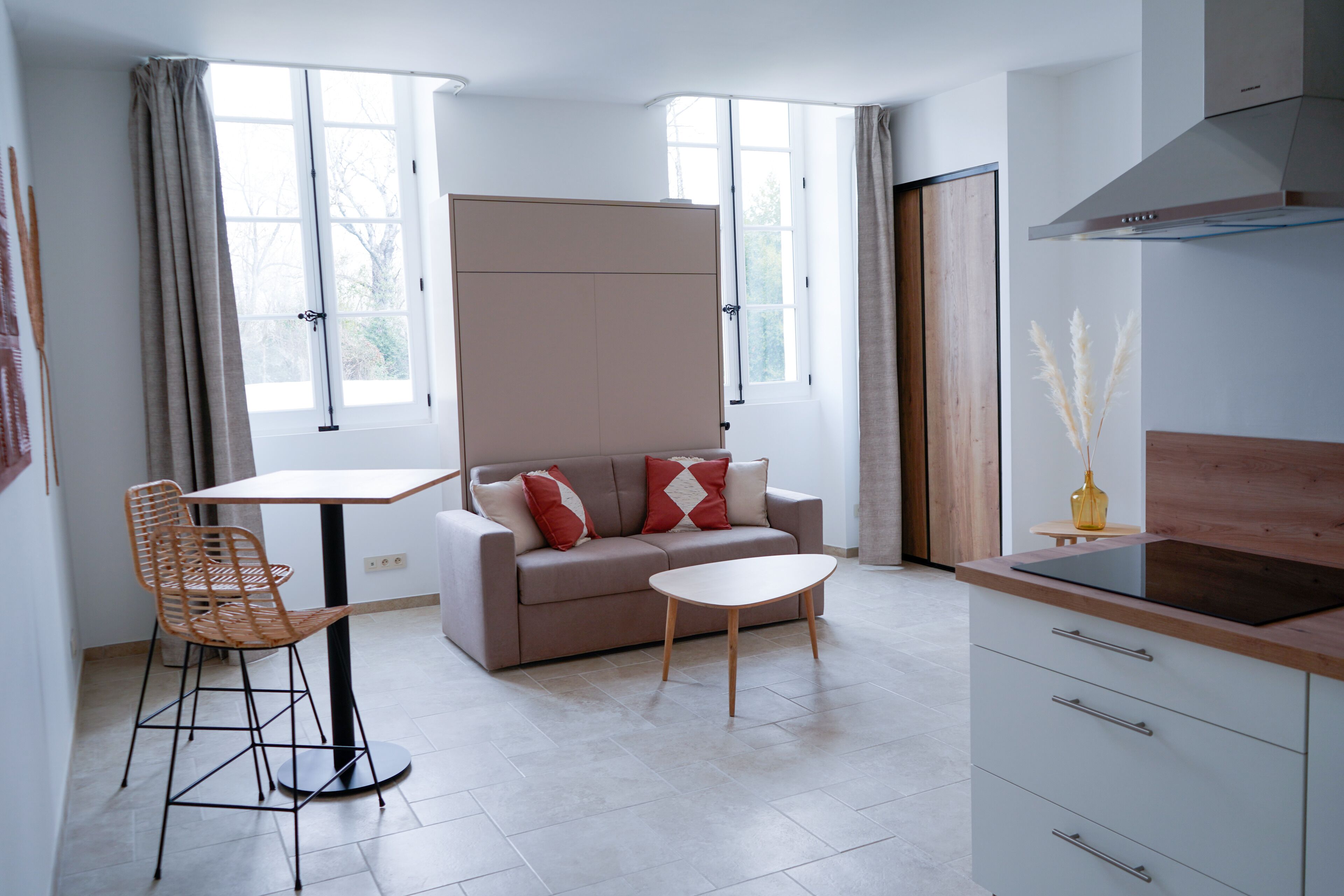 Studio, Gartenblick | Verdunkelungsvorhänge, schallisolierte Zimmer, Bügeleisen/Bügelbrett