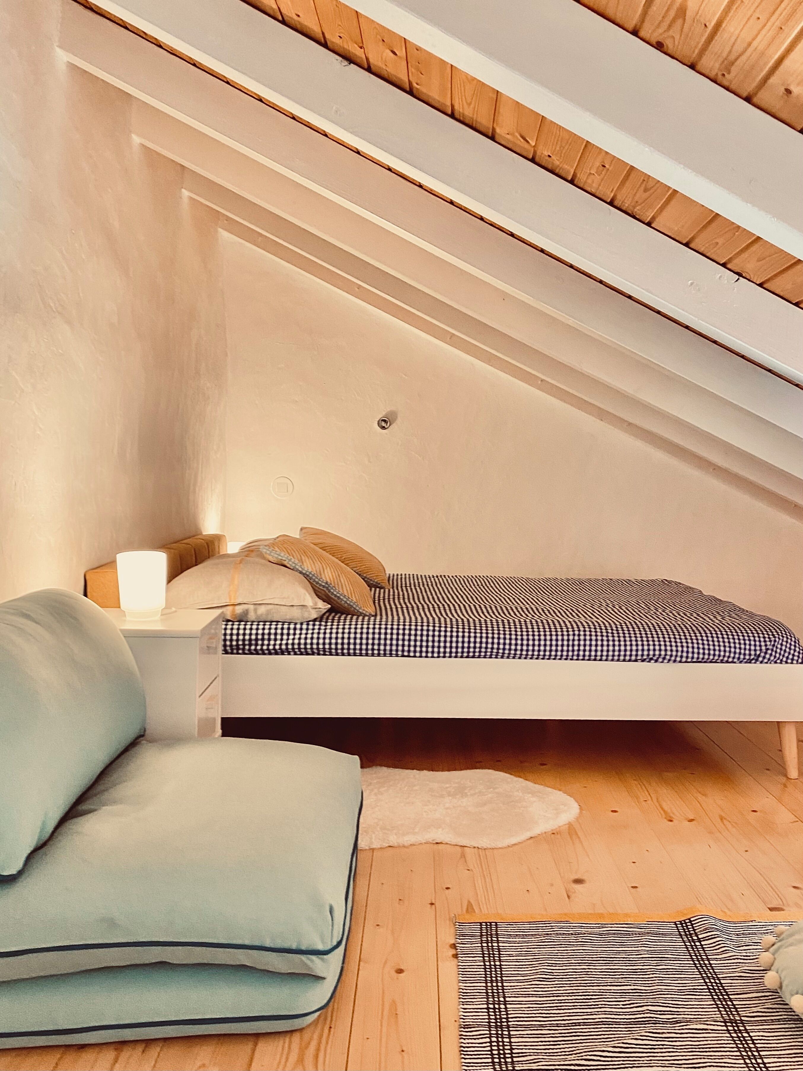 Desk, laptop workspace, blackout drapes, soundproofing