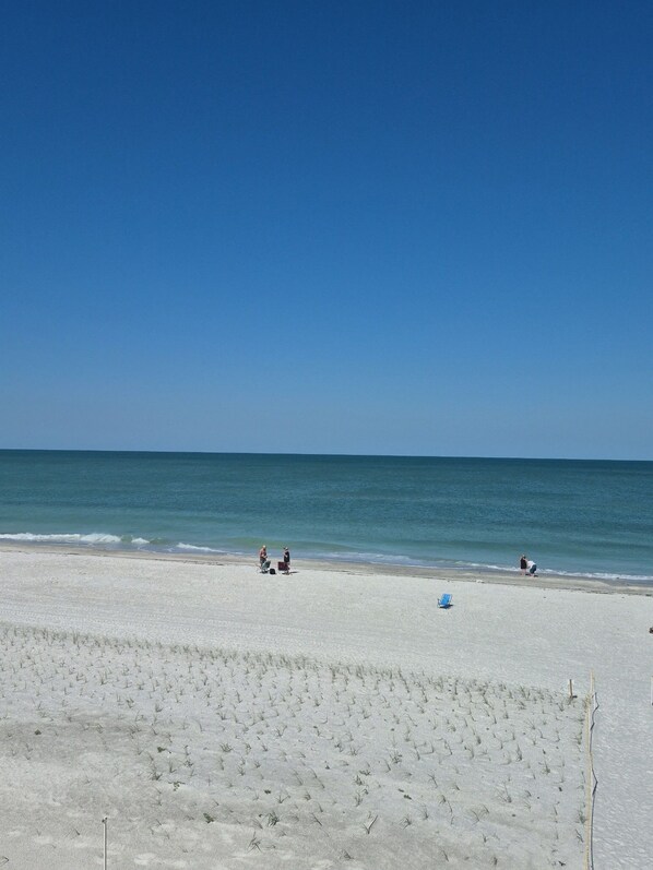 A beach with clear skies, a sandy shore, and a few people. - NEW UPGRADES on lovely Indian Rocks Beach (Indian Rocks Beach)