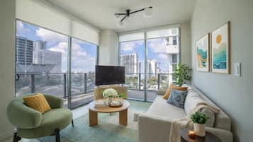 Apartment, 2 Bedrooms, Balcony, City View | Living area