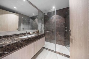 Shower, hair dryer - 1BR JVC Haven nr Circle Mall by Finelle Living (Dubai)