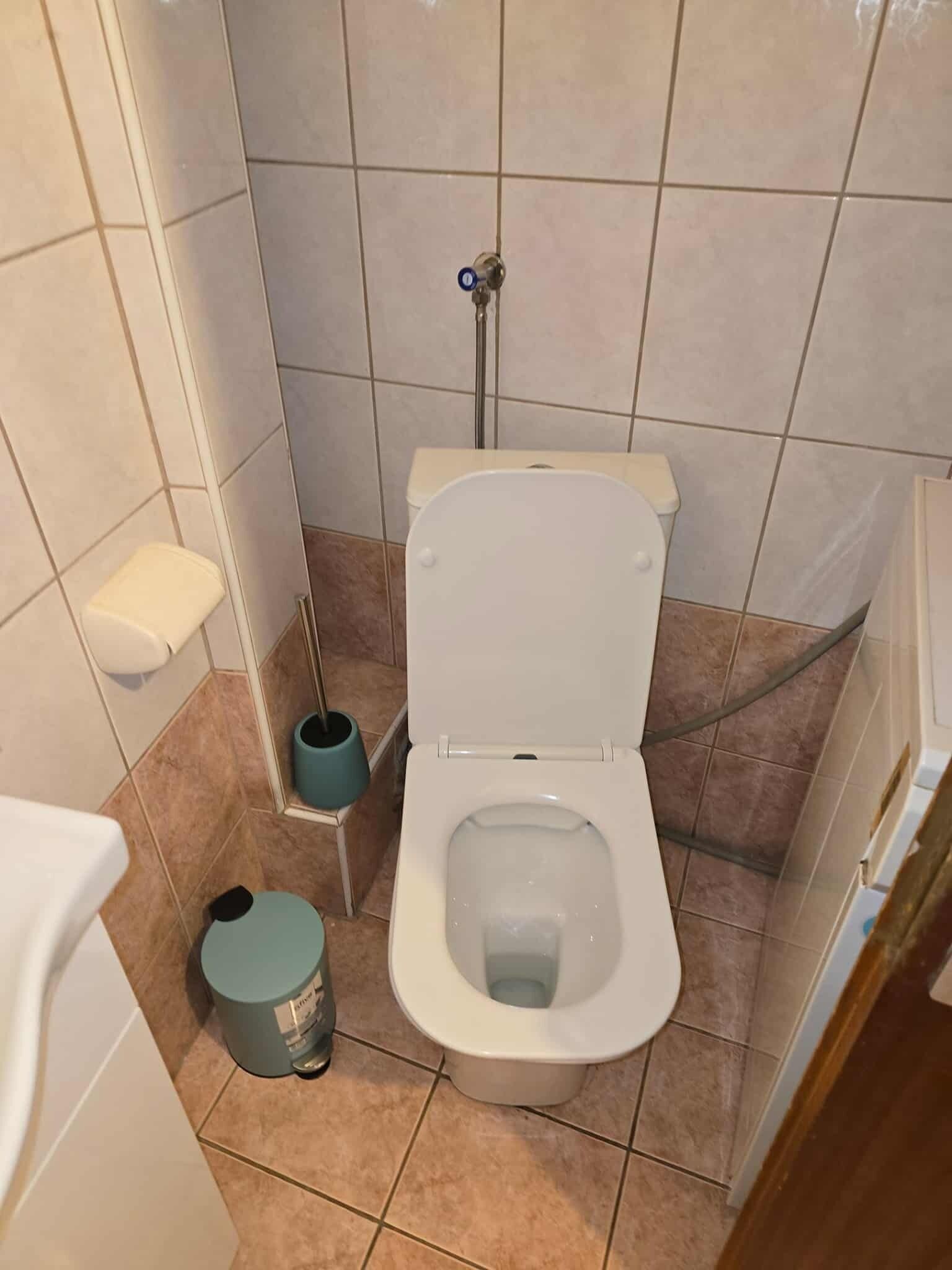 Hiustenkuivaaja, pyyhkeet, saippua, vessapaperi