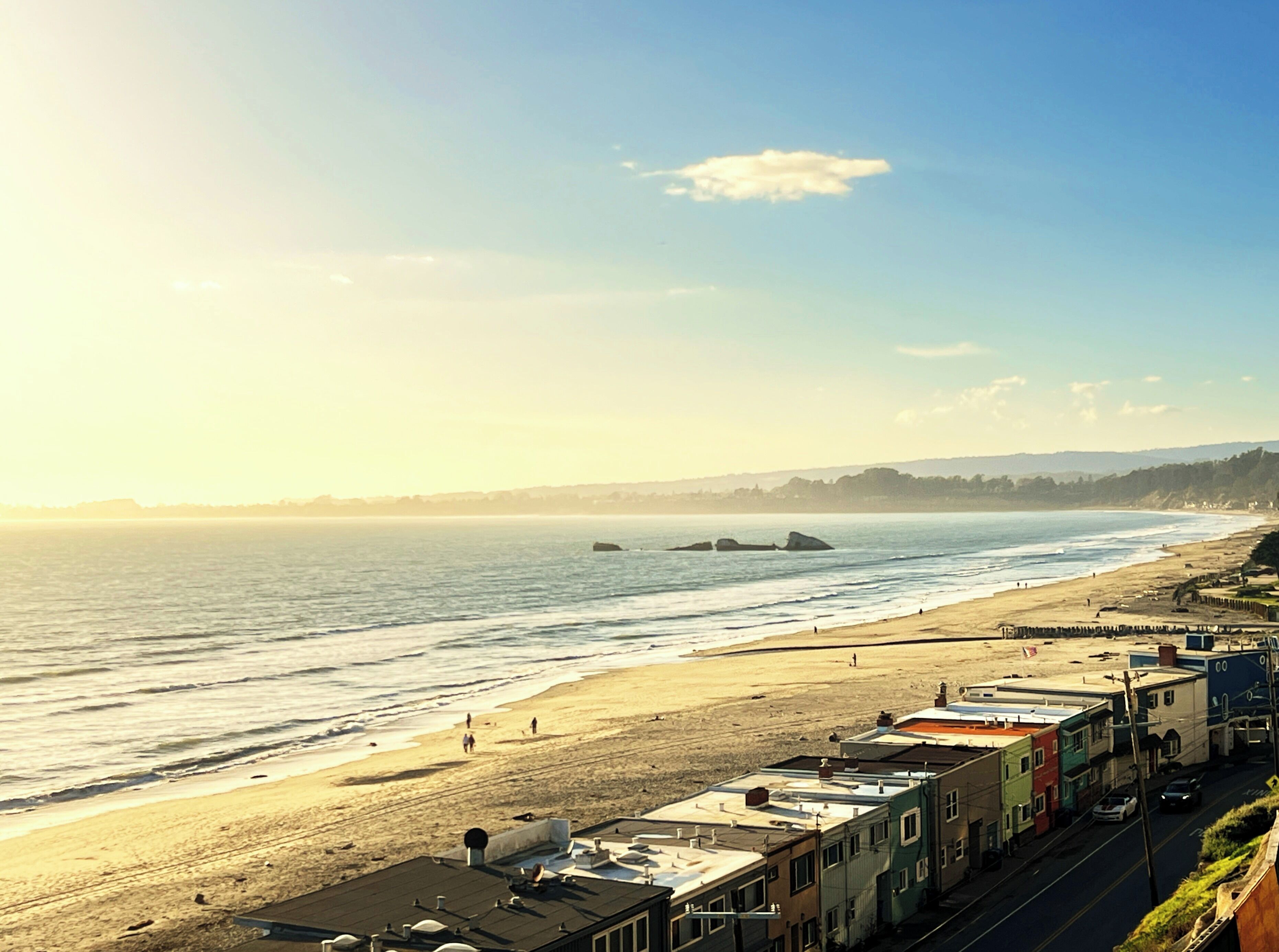 The famous cement ship on Rio Del Mar Beach looking toward Santa Cruz.