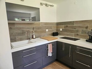 Fridge, microwave, oven, toaster