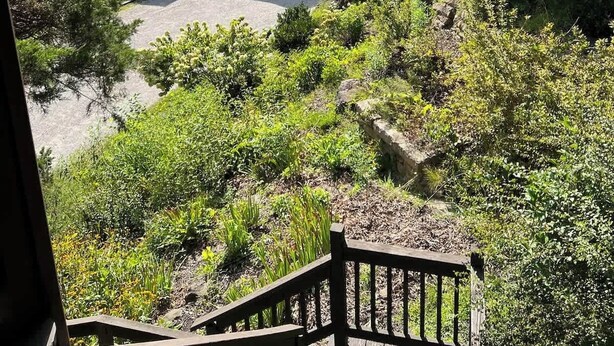 A rustic cabin with a wooden exterior, surrounded by lush greenery and a clear sky. - The Barn at Wendover - 4 BR 2 BA (Wendover)