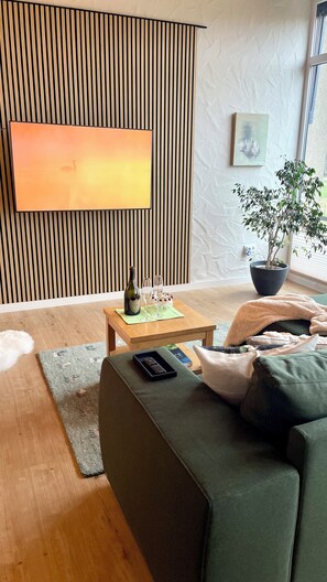 Smart-TV, Kamin, Bücher