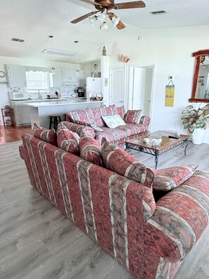 Living area - Lured Away -3BR / 2BA • Water-View Retreat (St. George Island)