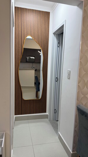 Interior - Beachfront apartment with charcoal grill and free Wi-Fi.  (Praia Grande)