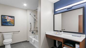 Suite, 1 King Bed, Accessible Bathtub, Non Smoking | Pillowtop beds, desk, laptop workspace, iron/ironing board