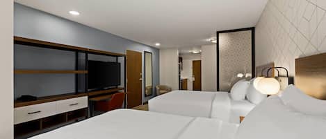 Habitación, 2 camas Queen size, regadera para personas con discapacidad, para no fumadores | Wifi gratis