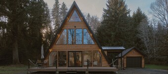 Unique A-Frame house nestled at the edge of rainforest with Sauna & Hot-tub