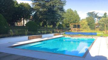 Seasonal outdoor pool, open 4:00 PM to 7:30 PM, free cabanas