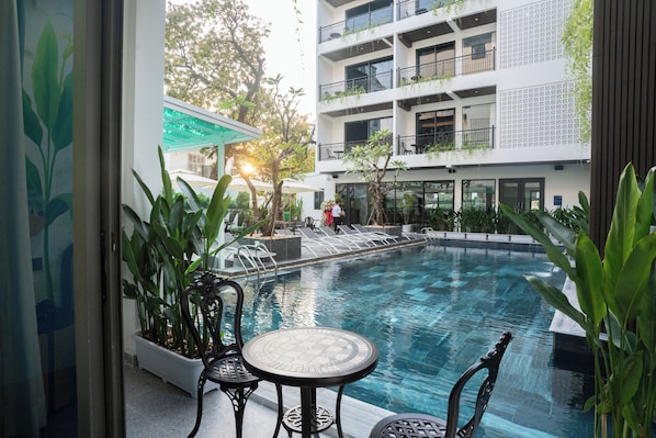 Superior Double Room, Balcony, Pool View | Terrace/patio - The Green Hotel Vientiane (Vientiane)