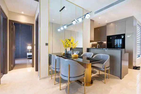 Presidential Suite, 2 Bedrooms, Club Lounge Access, City View | Private kitchen | Full-size fridge, microwave, oven, stovetop