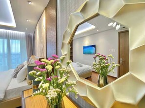 Family Suite, 3 Bedrooms, Club Lounge Access, City View | Egyptian cotton sheets, premium bedding, down comforters