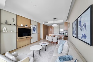 Living area - 2BR Pool with Burj Khalifa View (Dubai)