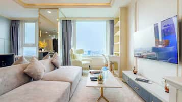 Familiesuite - 3 soveværelser - adgang til Club-lounge - byudsigt | Egyptiske bomuldslagner, premium-sengetøj, dundyner