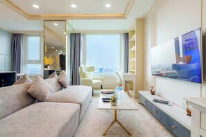 Familiesuite - 3 soveværelser - adgang til Club-lounge - byudsigt | Egyptiske bomuldslagner, premium-sengetøj, dundyner