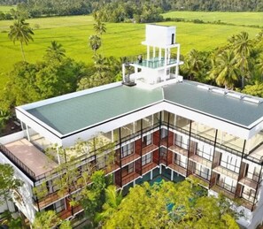 Utsikt mot landet från boendet