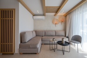 Villa, 2 Bedrooms, Private Pool, Sea View | Living room - Corallia Villas (Agios Vasileios)