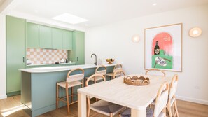 Dining - Ornos, 1-14 Market St - ducted air con, cot, highchair, Linen and Bed Making (Fingal Bay)