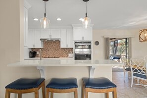 Fridge, microwave, oven, stovetop - Tahitian Waters: Pet-Friendly Pool Home Just Steps to the Beach! (Sanibel)