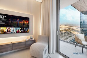 55-inch Smart TV with digital channels, Netflix, streaming services - 1BR Vida Dubai Mall Direct Mall Access (Dubai)