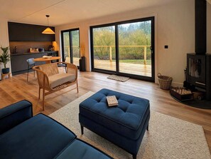 TV, fireplace, offices - Luxury eco retreat cabins in Shropshire (Market Drayton)