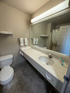 Single Room, 1 King Bed, Non Smoking | Bathroom | Separate tub and shower, towels, soap, shampoo