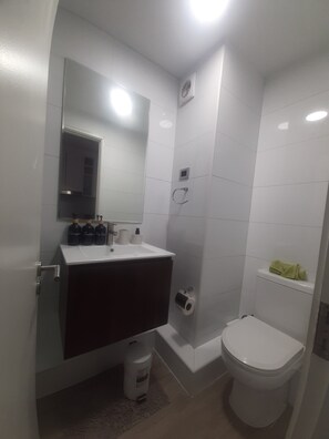 Hair dryer, towels, toilet paper