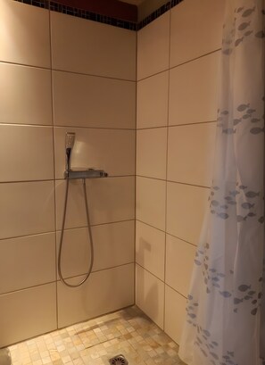 Een douche, gratis toiletartikelen, een haardroger, handdoeken