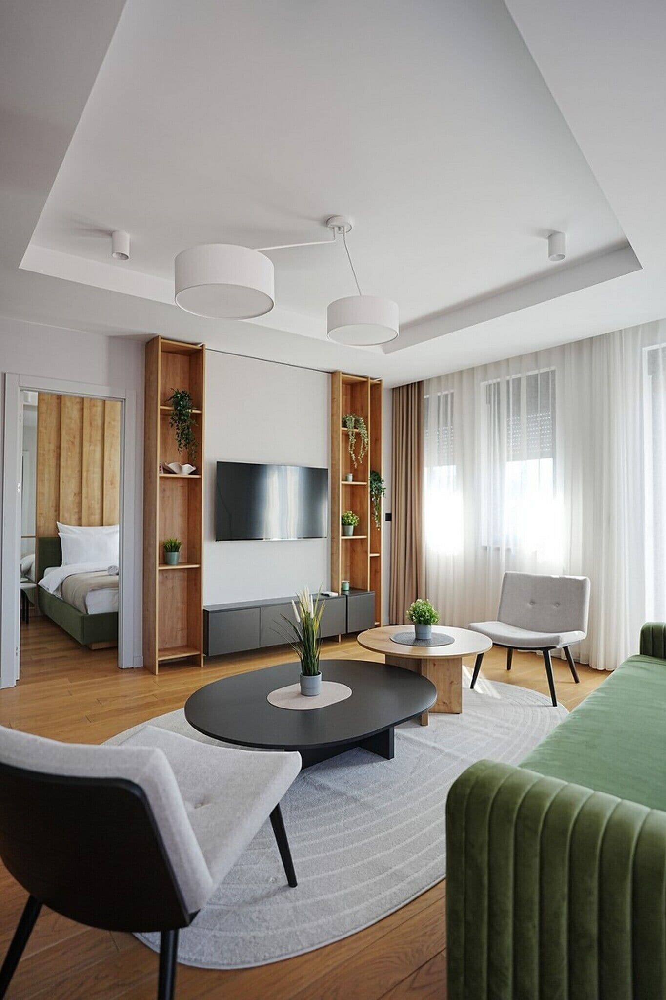 Luxury-Apartment, Balkon | Wohnbereich